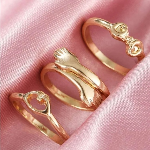 Gold  3pc Hand Ring Set - Picture 2 of 2